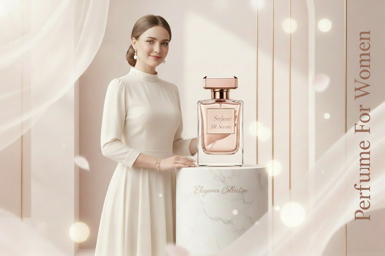 perfume bottle write SR Scents  n side write perfume for women